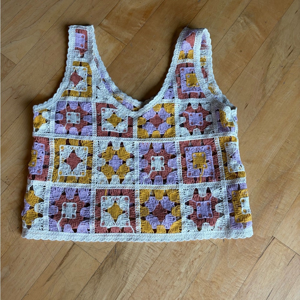 Rebellion Crochet Boho, Cottagecore, Cropped Tank, Hippie, Y2k  Festival Size XS